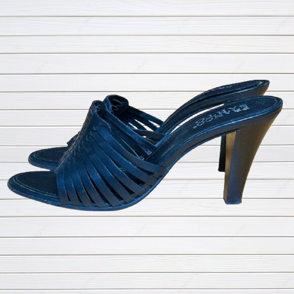 FRANCO SARTO Black Leather Mules / Slide Sandals - Picture 1 of 6